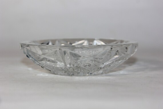 vtg Clear Glass Small dish shallow bowl plate ash… - image 10