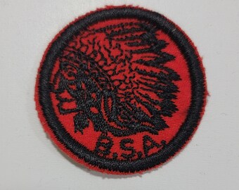 Vintage INDIAN PATROL Boy Scout Felt patch BSA Shoulder Badge Red Black chief - vtg 50s boy Scout collectible Knick knack badge patch gift