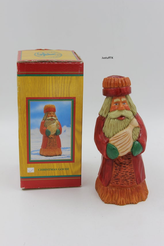 KURT ADLER Santa w/Christmas Goose Figurine by Paul Bolinger 1997 Santa Holding Goose  - Christmas Knick Knack gift - Goose Figurine - Goose