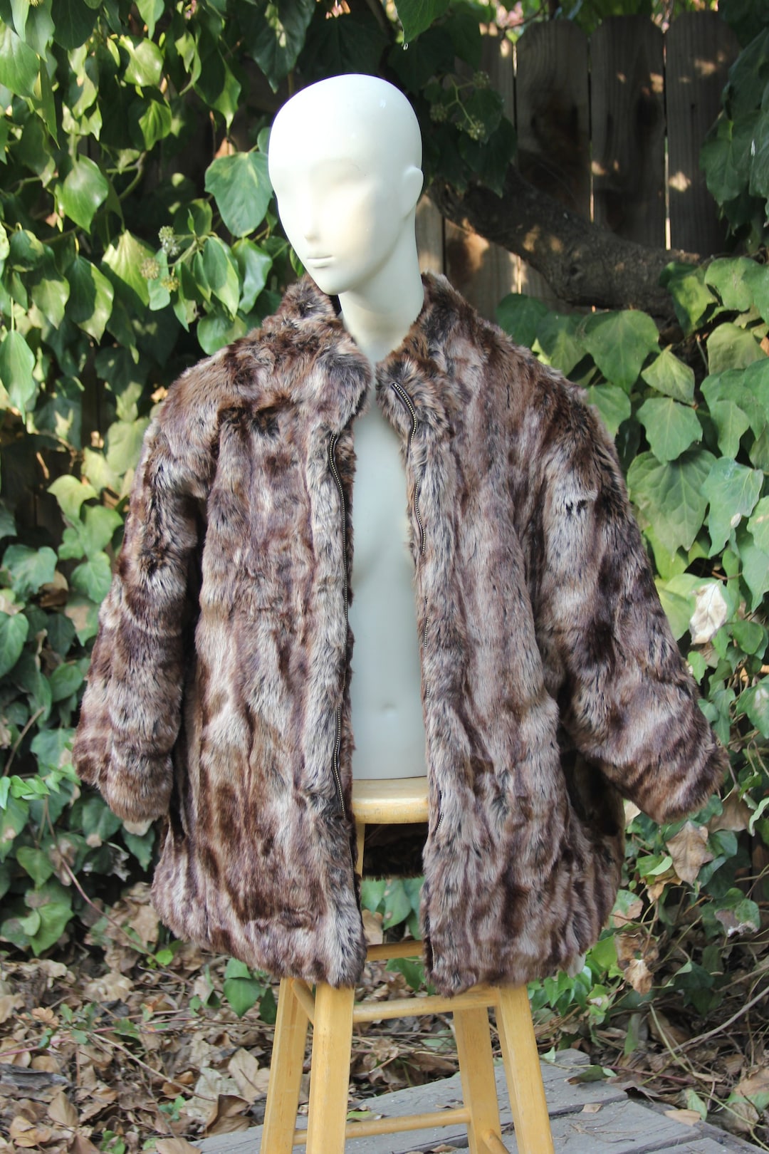 Dennis Basso Brown Suede With Browns/tans/blacks Textured Faux Fur