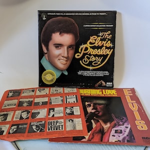 Vtg  Elvis Presley Story Record Set Burning Love Set Mix Lot 7 Records Memabilia Collectible Elvis memorabilia knick knack gift  bar decor