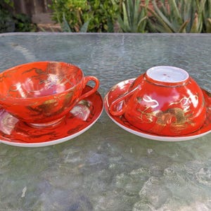 Orange Tea Set With Dragon Japan - Etsy