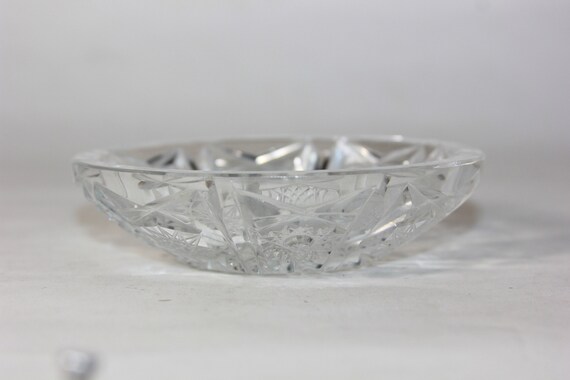 vtg Clear Glass Small dish shallow bowl plate ash… - image 6