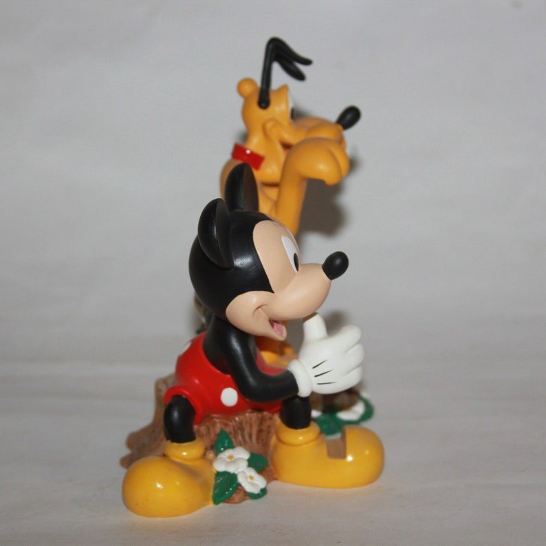 Vtg Disney Mickey Mouse And Pluto Figurine Figure Disney Collectible - Mickey and Pluto on Tree stump - Mickey mouse Collectible knick knack image 6