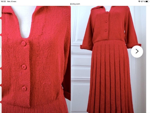 Sublime vintage wool knit dress 1940-1950