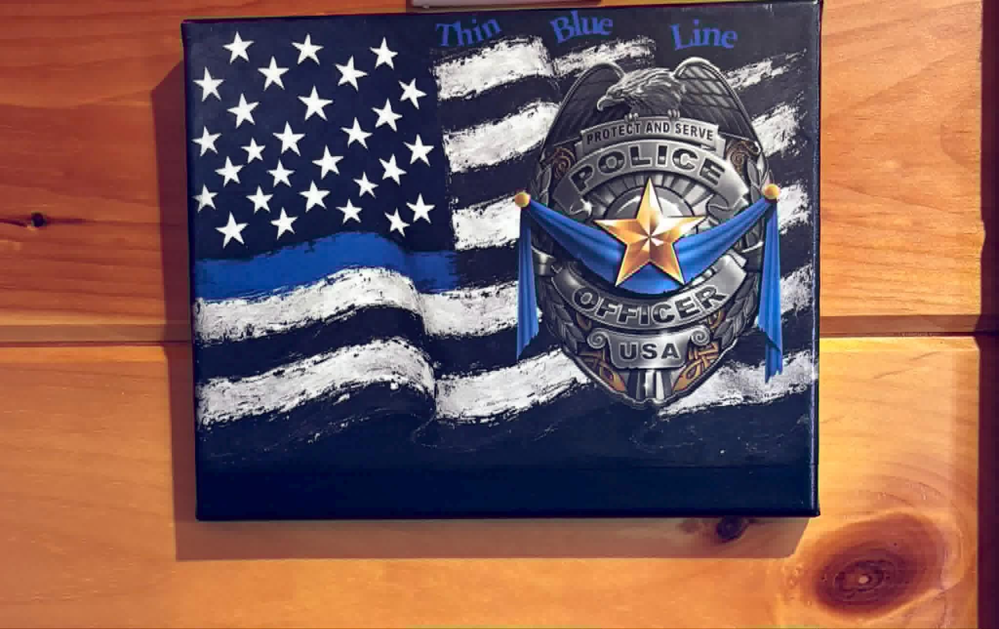Blue Line Support Canvas Art Sign, Thin Blue Line, Support the Police, Home Decor, Wall ...