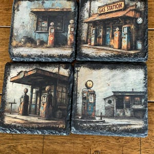 Canvas Art Sign, Vintage Gas Station, Gas Station, Man Cave Decor, Man Cave Collectible,  home decor,  Handmade Gift, Wall Decor