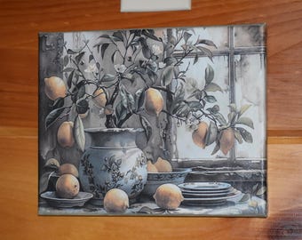 Lemon Tree Canvas Art Sign: Handmade Country Kitchen Decor