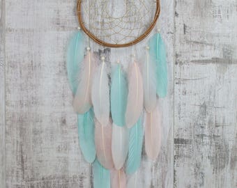 Long Blush Pink, Mint and White Dreamcatcher - Color Choice - Boho Girls Boys DreamCatcher Wall Hanging Baby Tribal Crib New Baby nursery