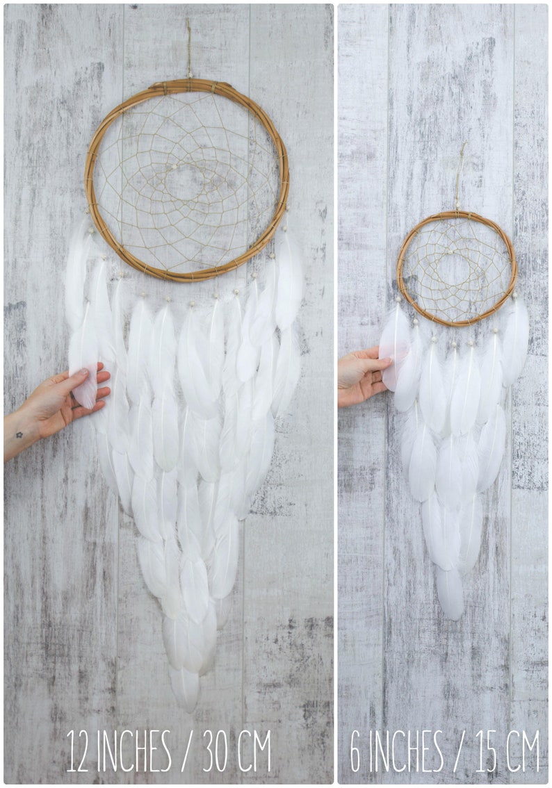Blush Pink and Gray Feather Dream Catcher Color Choice Boho Girls Boys DreamCatcher Wall Hanging Baby Tribal Crib Baby Feathers New Baby image 3
