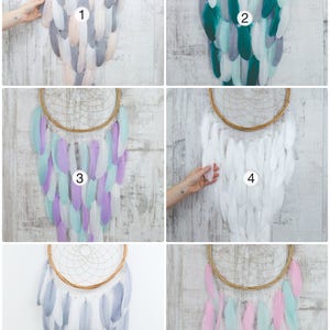 Blush Pink and Gray Feather Dream Catcher Color Choice Boho Girls Boys DreamCatcher Wall Hanging Baby Tribal Crib Baby Feathers New Baby image 6