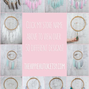 Blush Pink and Gray Feather Dream Catcher Color Choice Boho Girls Boys DreamCatcher Wall Hanging Baby Tribal Crib Baby Feathers New Baby image 7