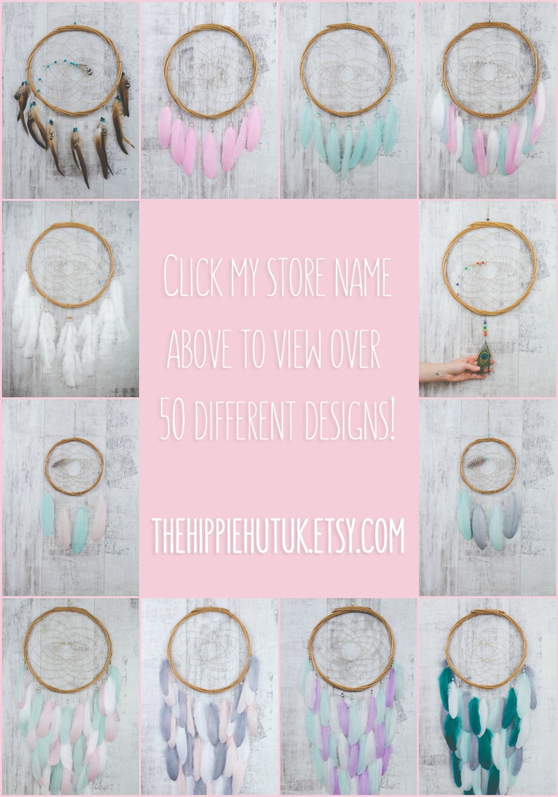 Blush Pink and Gray Feather Dream Catcher Color Choice Boho Girls Boys DreamCatcher Wall Hanging Baby Tribal Crib Baby Feathers New Baby image 7