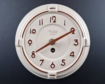 Horloge Murale Vintage Kiplé Formica Gris Clair Avec Baromètre, Fonctionnement Garanti