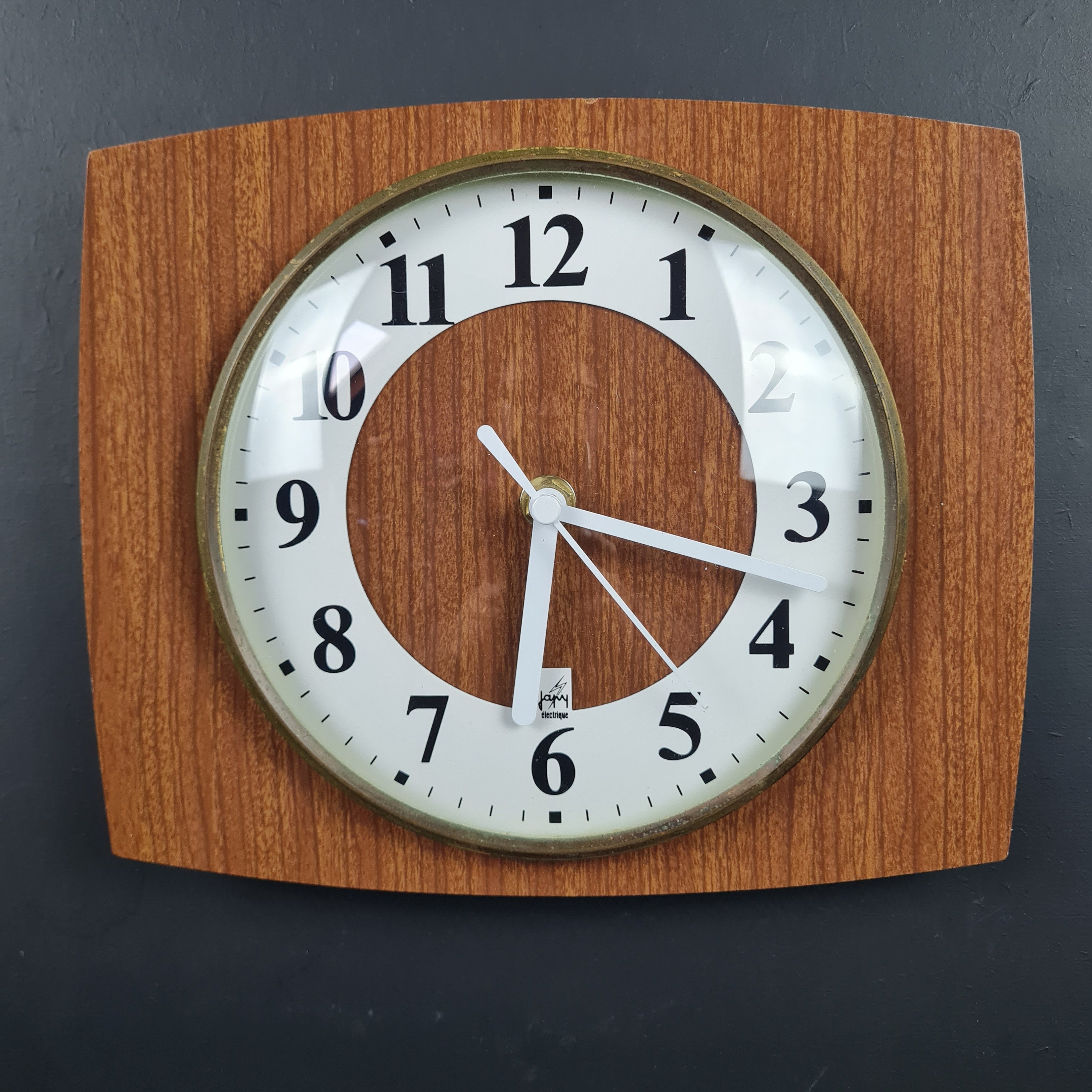 Horloge Vedette Vintage - Contour Formica Marron - Made In France