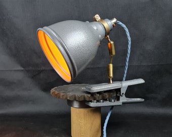 Portable lamp with globe, which allows precise orientation of the illuminated area.