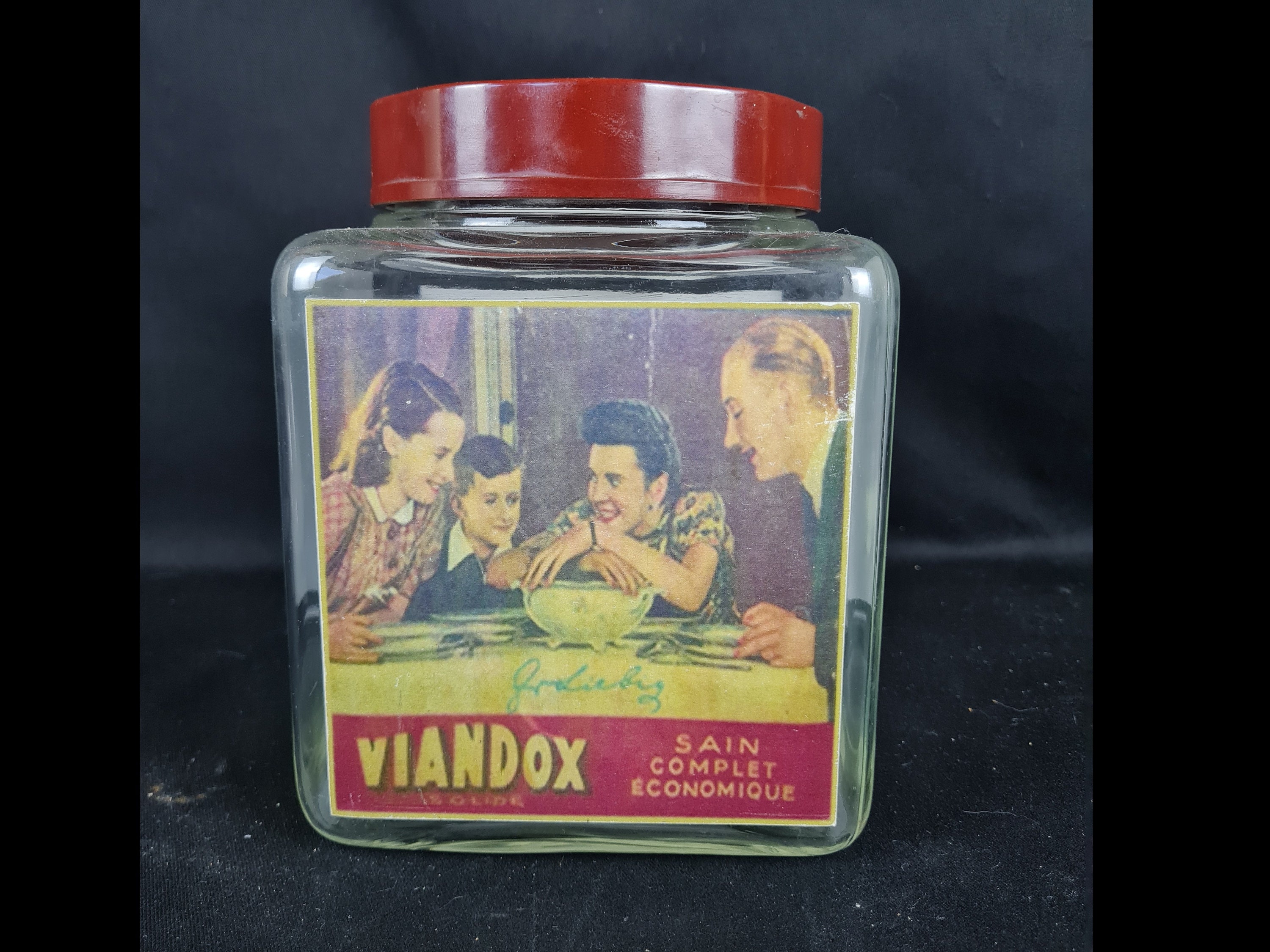 Grand bocal carré Viandox vintage et durable