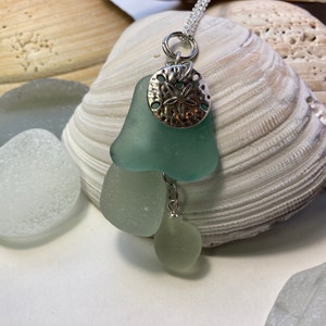 Beach glass pendant necklace made of sea glass on a Sterling Silver plated 20 chain image 2