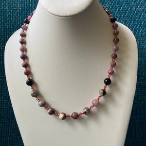 Tourmaline graduated necklace and Swarovski Crystals with 18 karat gold accents