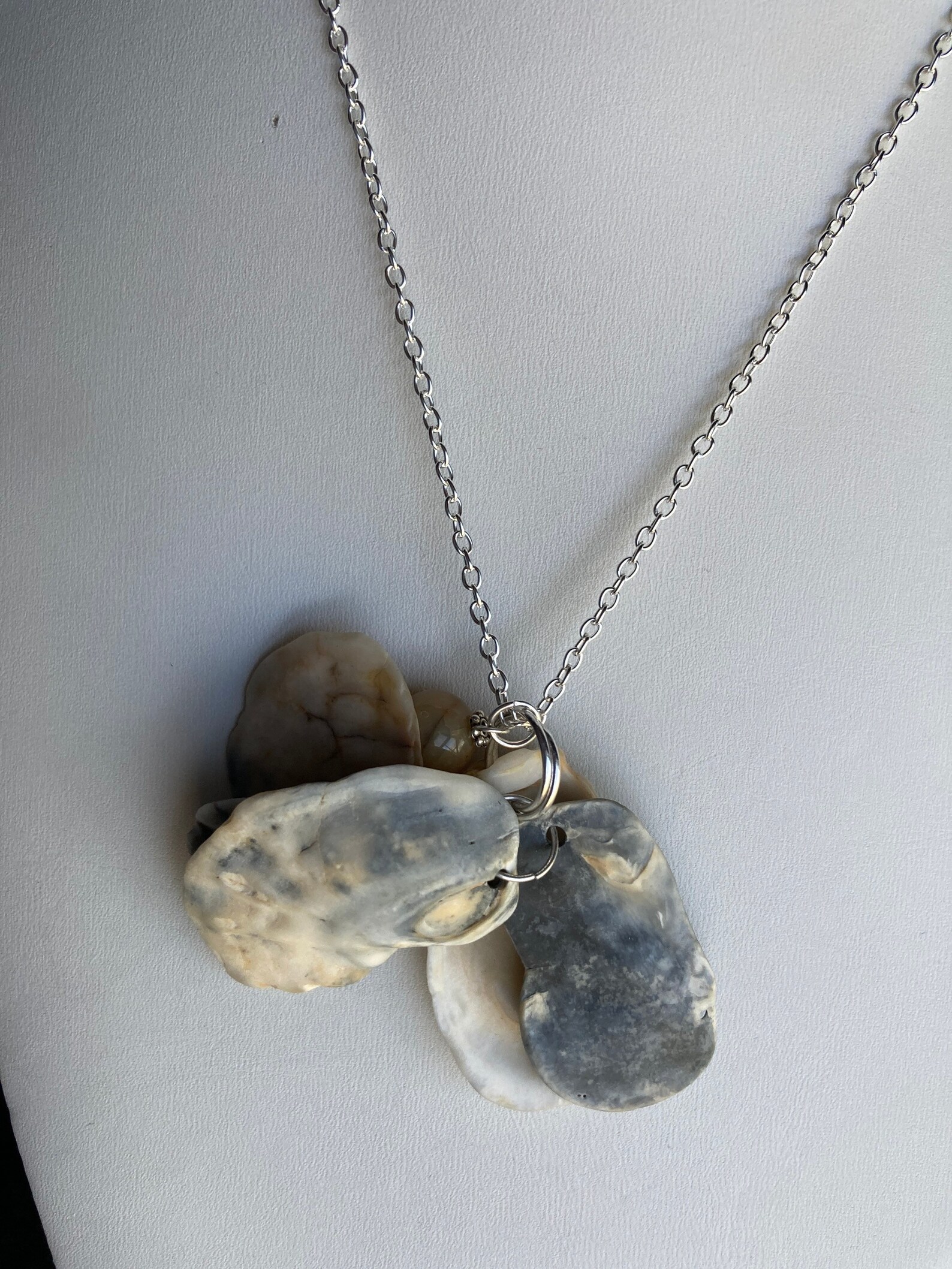 Sea Shell Pendant Necklace, Ocean Shells Clustered With Honey Opal ...