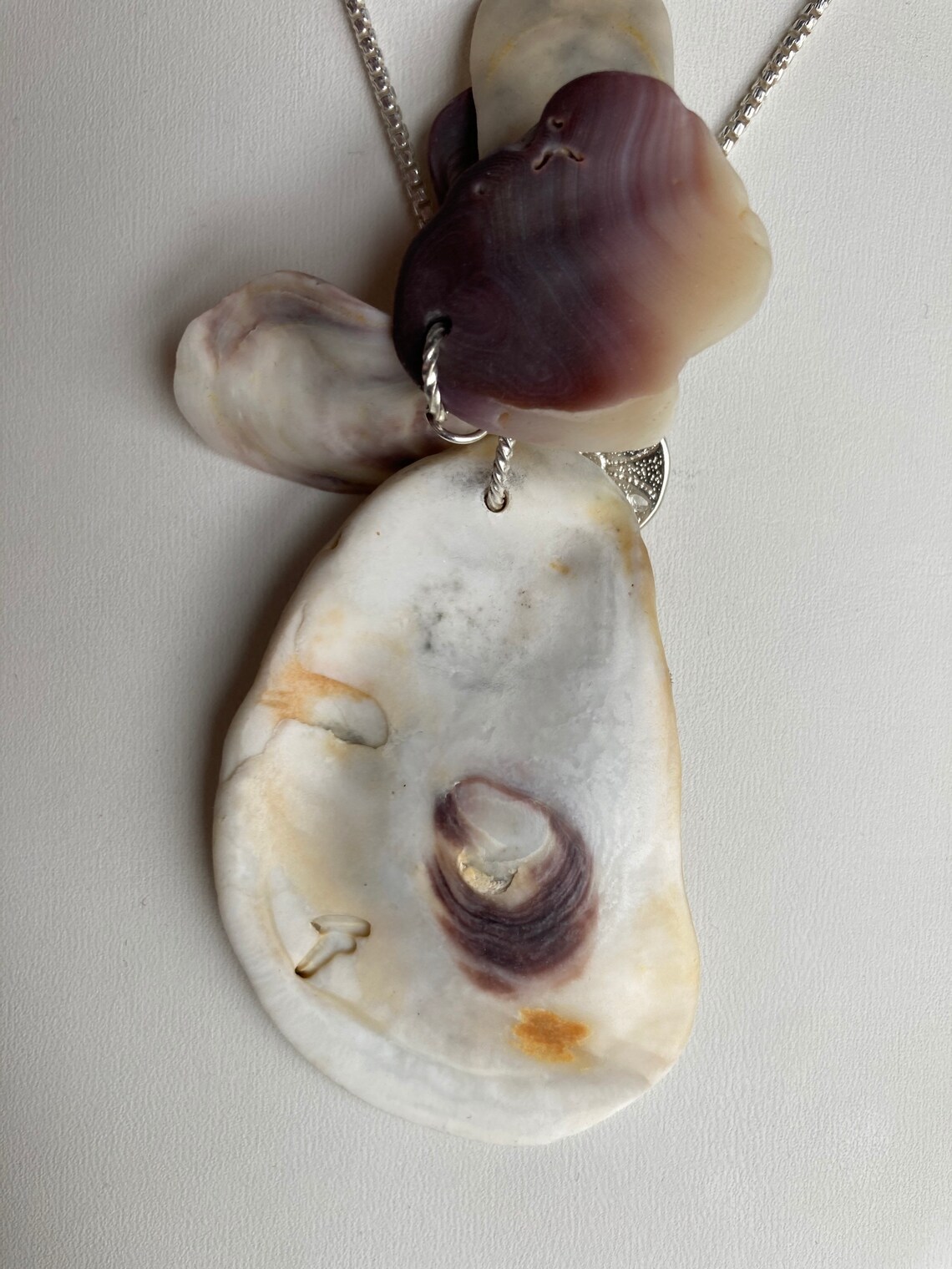 Sea Shell Pendant Necklace, Ocean Shells Clustered With a Sterling ...
