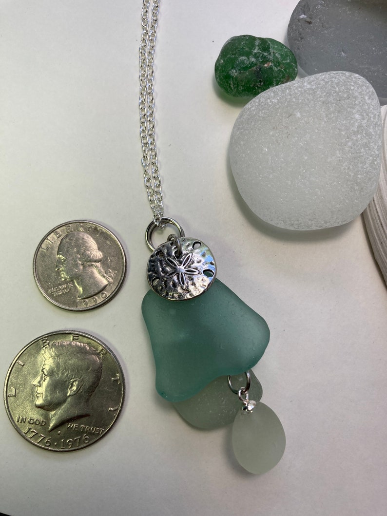 Beach glass pendant necklace made of sea glass on a Sterling Silver plated 20 chain image 6