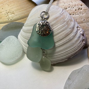 Beach glass pendant necklace made of sea glass on a Sterling Silver plated 20 chain image 1