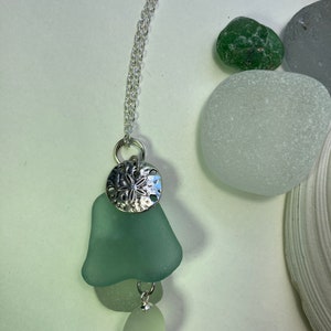 Beach glass pendant necklace made of sea glass on a Sterling Silver plated 20 chain image 5