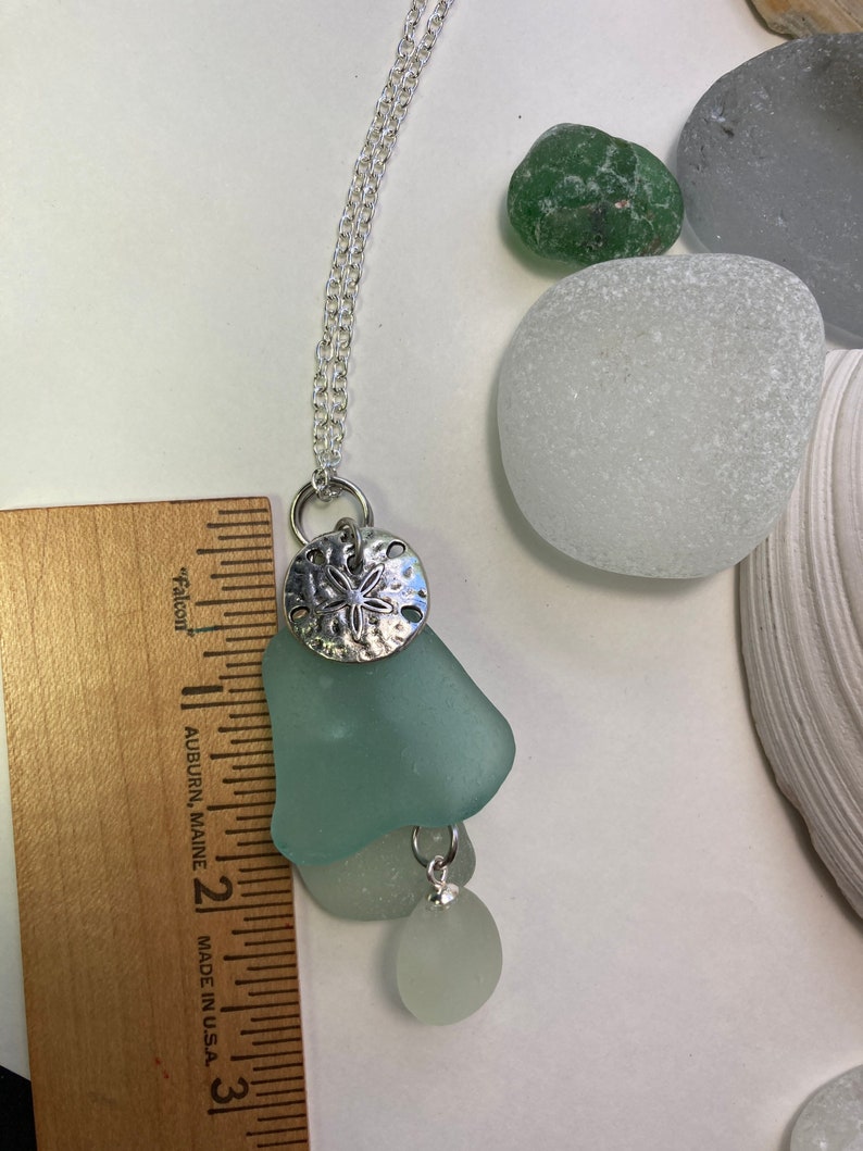 Beach glass pendant necklace made of sea glass on a Sterling Silver plated 20 chain image 7
