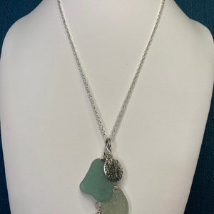 Beach glass pendant necklace made of sea glass on a Sterling Silver plated 20 chain image 3