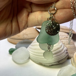 Beach glass pendant necklace made of sea glass on a Sterling Silver plated 20 chain image 4