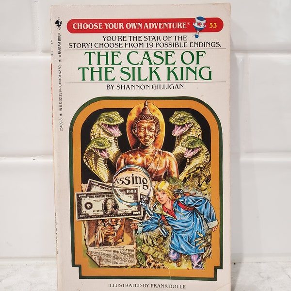 1986 Choose Your Own Adventure series The Case of the Silk King by Shannon Gilligan, Popular 80's and 90's young adult fiction book 53 CYOA