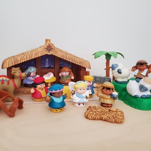RARE Figures Little People Nativity Replacements, Baby Jesus, Joseph, Mary, Wisemen, Shepherd, Angel, Sheep, Grass Hill, Christmas in July