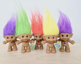 Vintage Treasure Trolls, Wish stone Gem 3", Troll Dolls, Rainbow, Orange, Yellow, Green, Purple --- YOU CHOOSE ---