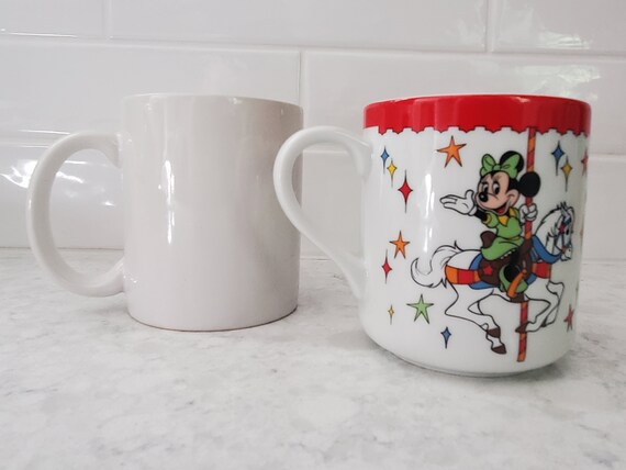 80s Vintage Disneyland Cup Mug Carousel Disney Mickey Donald