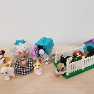 JULLIE KIEZEN Littlest Pet Shop LPS Kenner Jaren 90 Hond Kat Figuren Speelgoed, originele collie, slimme collie, Beethoven, poedel, mand, rennen, huis