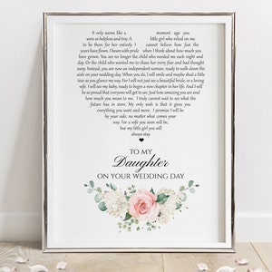 Daughter Wedding Gift - To my/our Daughter on your Wedding Day - Daughter Wedding Poem - Daughter Wedding Verse  (UNFRAMED)