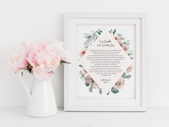 Daughter Wedding Poem Print From Mother Of The Bride To My Etsy
