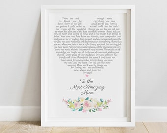 Mum Poem Print - Keepsake gift for Mum - Mum Letter - Mother Verse - Gift from Daughter  (UNFRAMED)