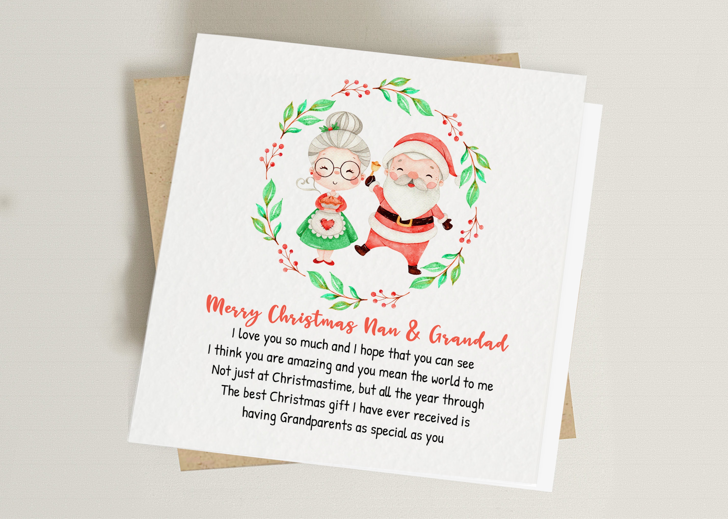 grandparents christmas card - nana & grandad poem card - to my/our grandparents at christmas