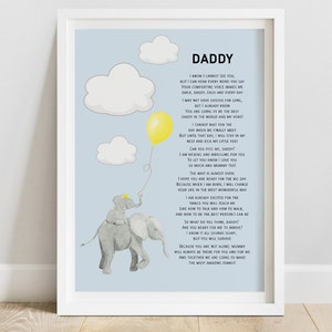 Daddy Poem Print - New Dad Gift - Expecting Father Gift - Daddy to Be Print - New Father Gift - Gift from unborn Son or Daughter (UNFRAMED)