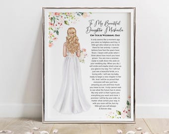 Personalised Daughter Wedding Print - To My / Our Daughter on Your Wedding Day Poem Gift A4 (UNFRAMED)