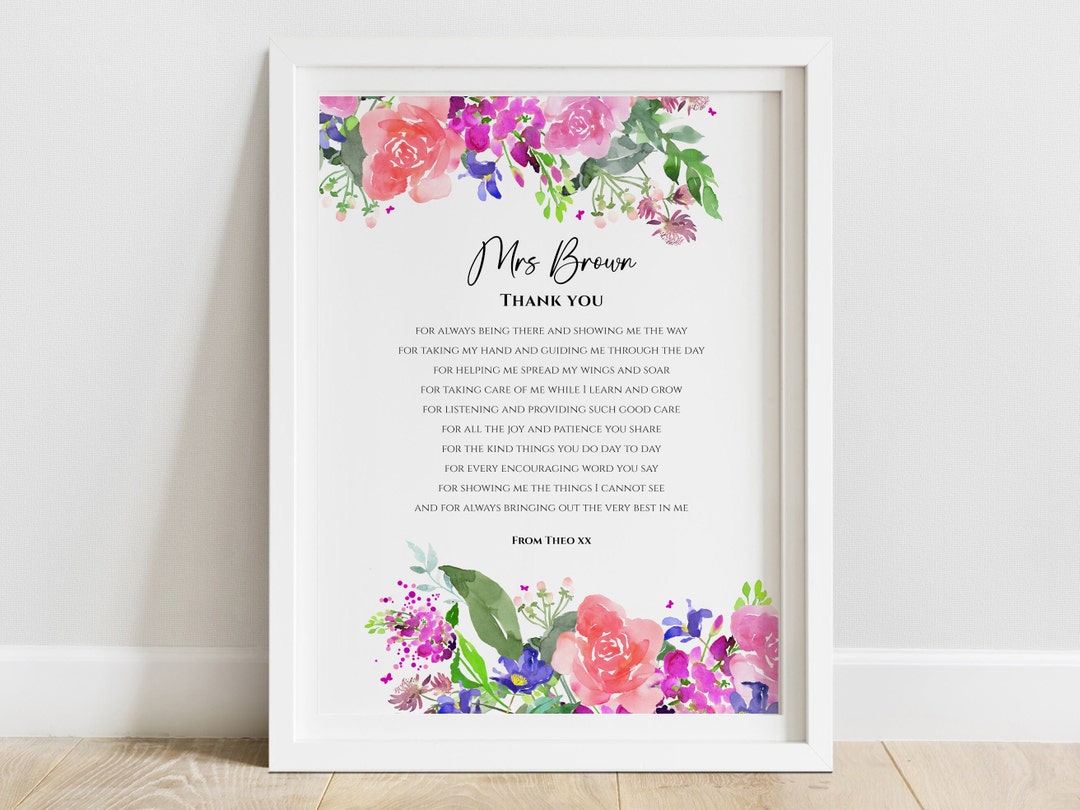 Teacher Print Thank You Teacher Gift End of Year Teacher Gift ...