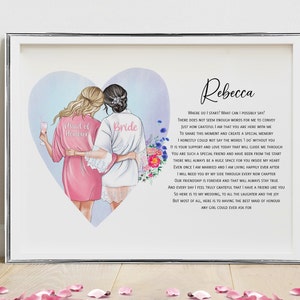 Personalised Maid of Honour Print  - Maid of Honour Thank You Wedding Gift (UNFRAMED)