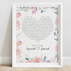 Friend Gift - Friendship Print - Poem for Friend - Best Friend Gift - Friend Appreciation (UNFRAMED)