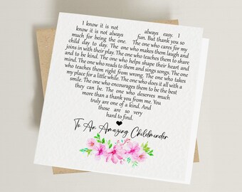 Childminder Card - Childminder Thank You Card - Greeting Card from Parent