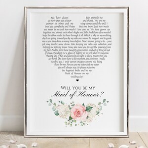 Sister Will you be my Maid of Honour Print - Maid of Honour Gift - A4 (UNFRAMED)