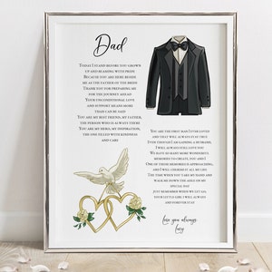 Personalised Father of the Bride Print - Father of the Bride Poem - Father of the Bride Gift - Dad Wedding Gift - A4 (UNFRAMED)