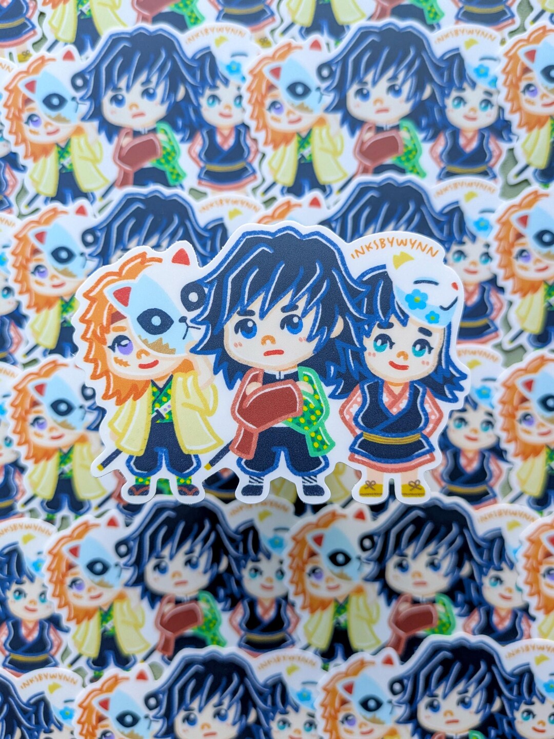 Giyu Sabito Makomo Demon Slayer Sticker | Water Hashira Vinyl Decal ...