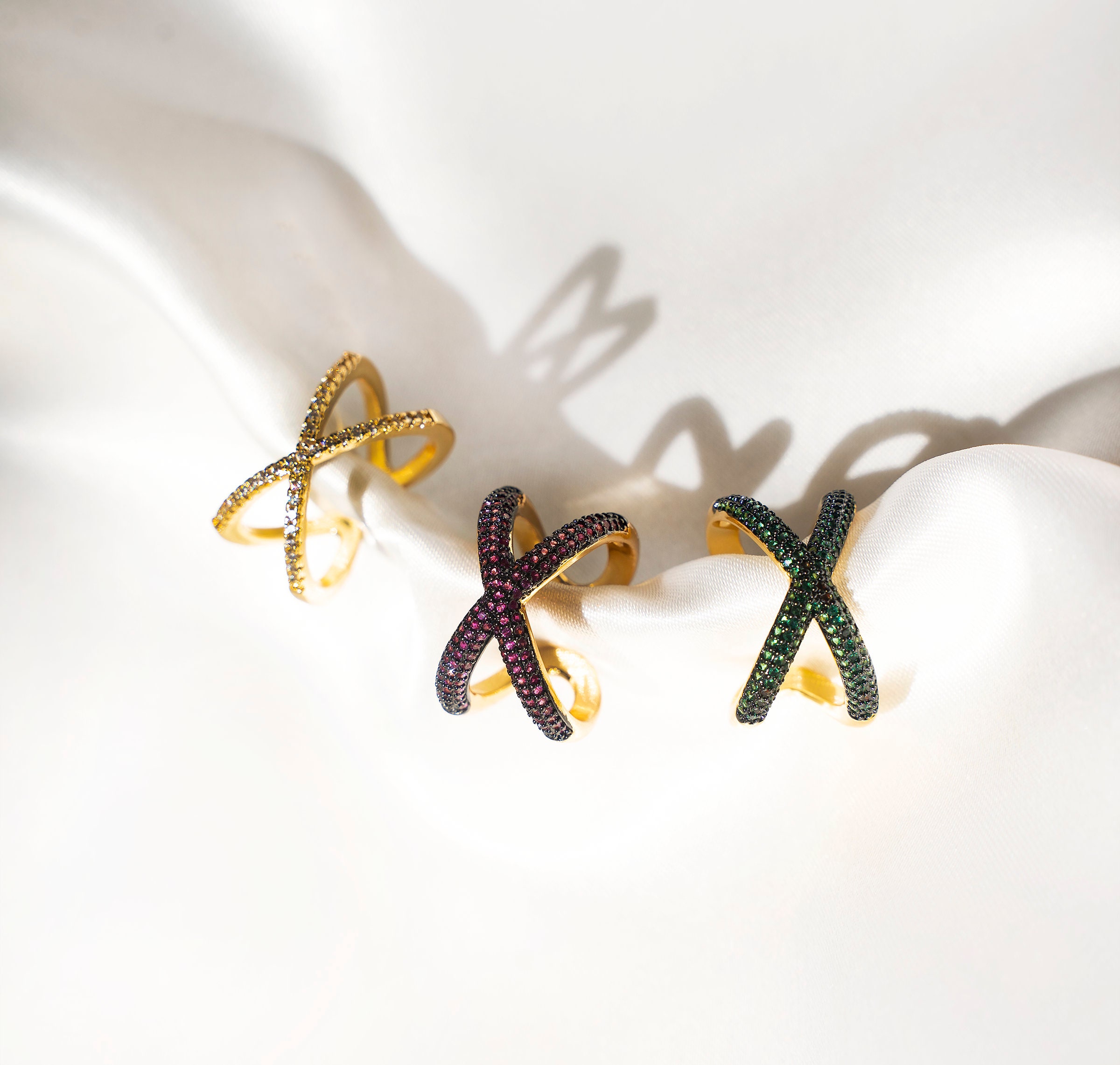 14K Gold Plated Myla Xshaped Ring Handmade Adjustable Ring for